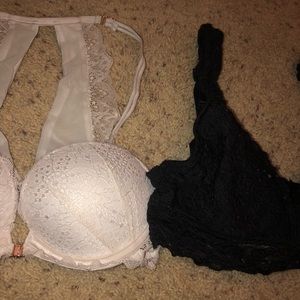 White bra from Pink, 32c and black bralette
